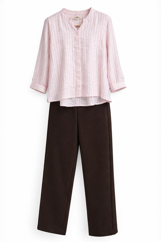 Premium Women Korean Pants with Stylish Stripe Top Combo | Imported Korean Fabric | Casual Party Wear Outfit for Women